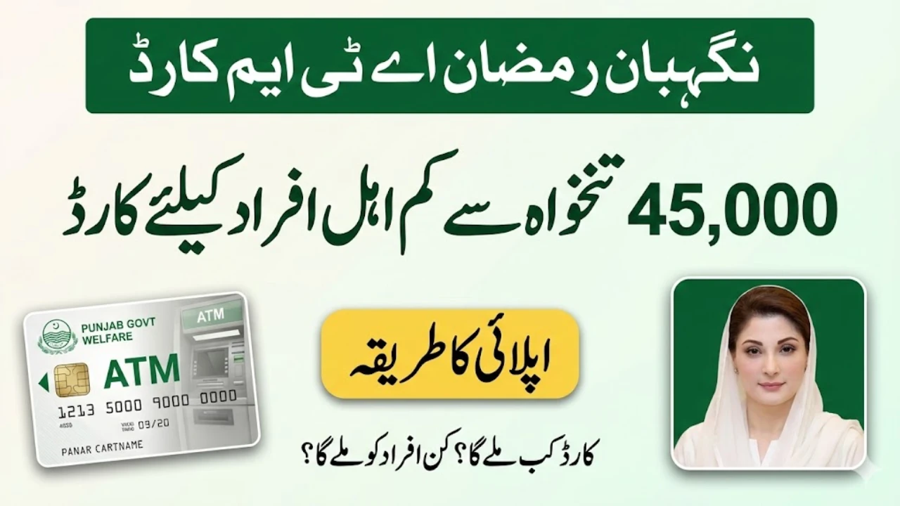 CM Punjab Nighaban Ramadan ATM Cards for Earners Below Rs. 45,000 Salary